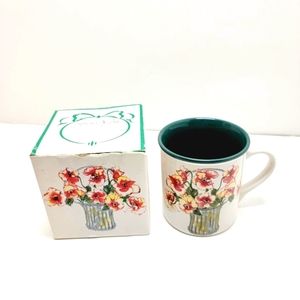 Vintage 1991 Polpourri Press  Pansy Bouquet Christina Flower Mug Unused